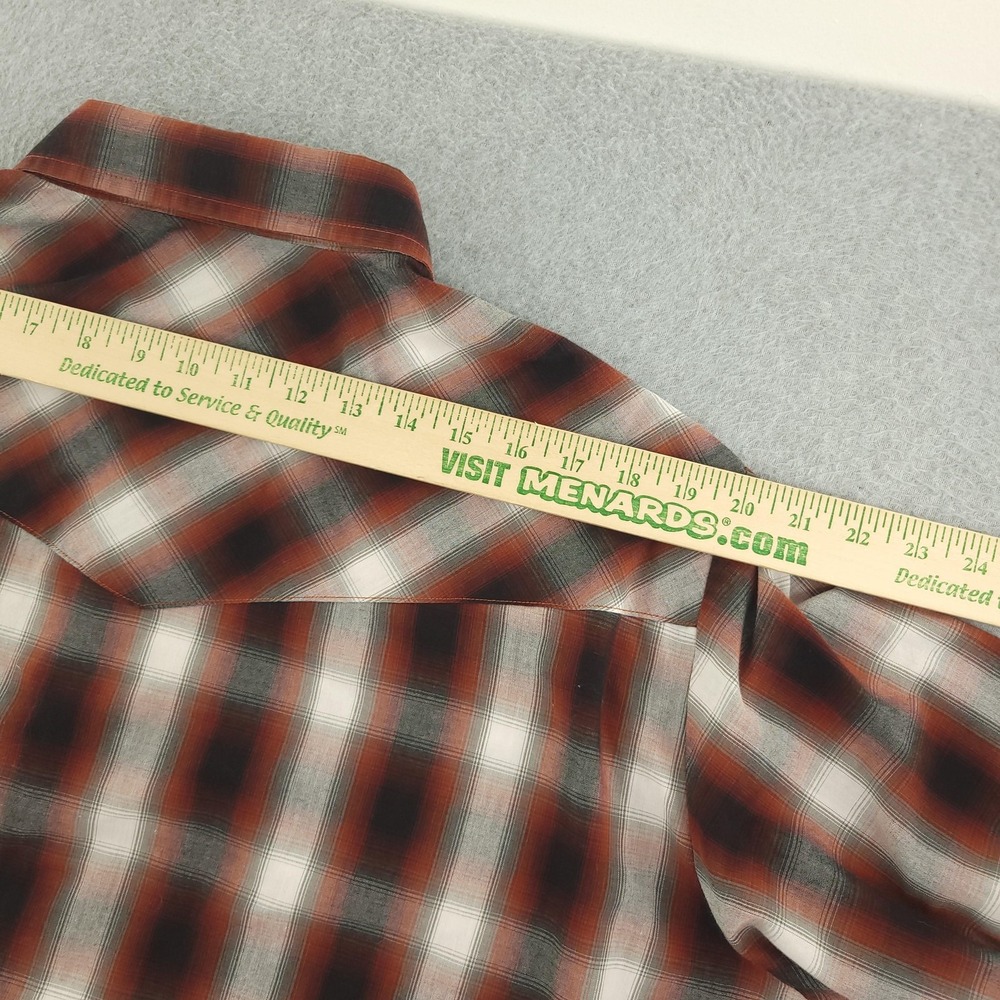 Ely Cattleman Shirt Mens XLT Red Plaid Long Sleeve Western Pearl Snap Tall - Picture 8 of 9